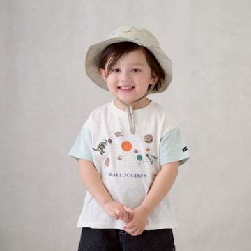 petit main 品牌旗艦店【防污加工】宇宙圖案短袖T恤【日本直接出貨】