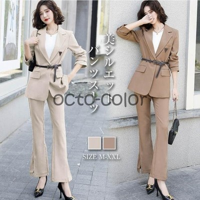 レディース スーツ ジャケット スーツジャケット パンツ オフィス 通勤 春 セレモニースーツ パンツドレス パンツスーツ ベルト付き 通販 Lineポイント最大get Lineショッピング