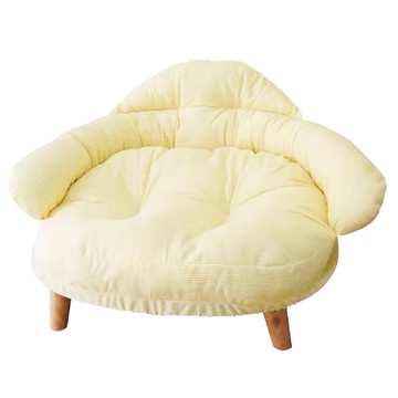毛皇上 寵物沙發椅 貓床狗床 寵物睡窩 寵物保暖窩 可拆洗 檸檬黃 小號M  1入