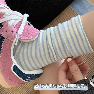 臺灣/✨ 中筒襪 襪子多巴胺元氣條紋襪子中筒女中筒月子ins鬆口堆堆日系運動春夏長襪