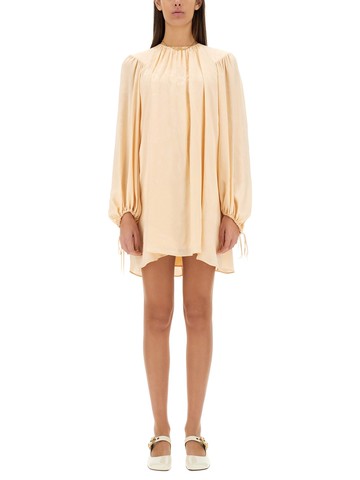 chloé silk shirred mini dress