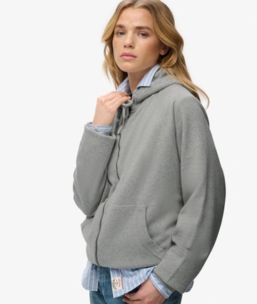 Superdry Women's Studios Relaxed Zip Hoodie Grey Size: 4