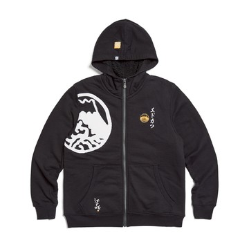 江戶勝｜男裝｜經典混紡黑潮羊羔連帽外套