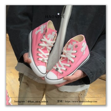 【HAO NICE】客製Converse x Chrome Hearts 粉色預告 十字架 高筒帆布鞋 休閒鞋 假一賠十 配合legit 驗貨