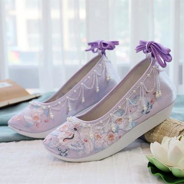 新款原創流蘇明制登云履古風鞋子女漢服鞋內增高厚底配古裝繡花鞋