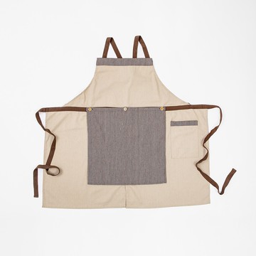 HOLA 和樂家居 簡約條紋圍裙 86 x 80cm  芒草棕  1個