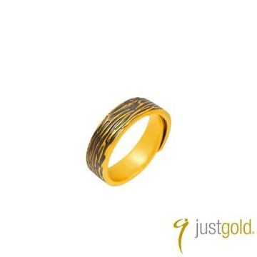 【Just Gold 鎮金店】雋藏．黑金 墨緣-寬版 黃金戒指