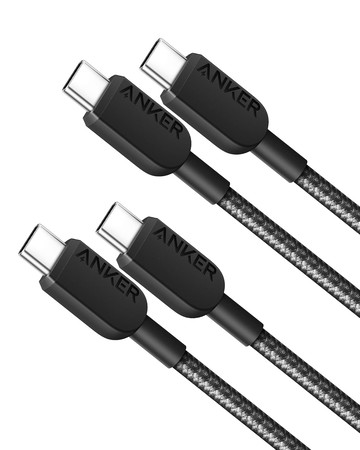 [6美國直購] Anker 310 USB-C 轉 TYPE-C 60W 編織 充電線 90cm 2入USB-IF認證 PD快充 適 MacBook iPad Pro Galaxy