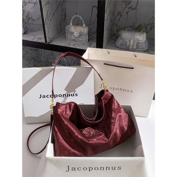 雅各邦紅色婚包女新娘托特包2025新款高級感小眾大容量通勤單肩挎