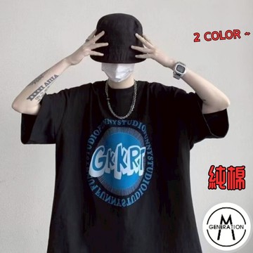 【M世代】純棉短袖 T恤 短袖上衣 重磅五分袖 港風短袖T恤 印花上衣 圓領上衣 男女情侶百搭 男裝 ATUC58