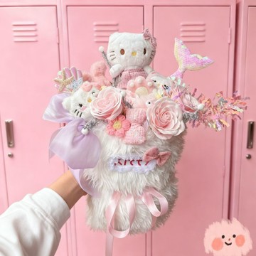 ✨臺灣出貨✨成品玩偶花束KT玉桂狗庫洛米貓送女友閨蜜兒童生日拍照禮物情人節