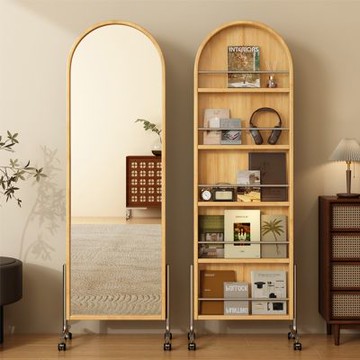 HappyLife 實木全身鏡置物架 附輪 Y12528