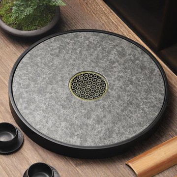 烏金石茶盤家用 現代簡約石材儲水排水雙用茶臺干泡托盤小型茶海