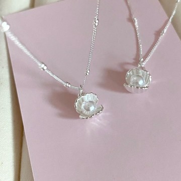 S925純銀貝殼珍珠項鍊 女 鎖骨鏈 ins輕奢小衆高級感簡約設計可水洗 項鏈 高級感項鏈 貝殼項鏈 鎖骨項鏈