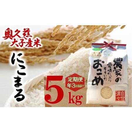 ふるさと納税 奥久慈 大子産米 令和５年産米 にこまる  （白米） 5kg 定期便 3回 お届け 茨城県 大子町 米 茨城県大子町