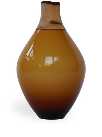 Utopia & Utility - M3 geomtric-body vase (21cm) - unisex - glass/Wood - One Size - Brown