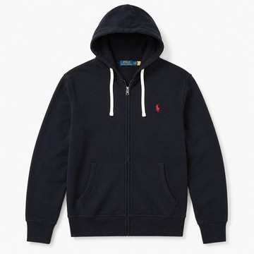 RALPH LAUREN POLO RL 熱銷刺繡小馬素面連帽外套-黑色
