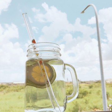 西瓜雙層玻璃吸管