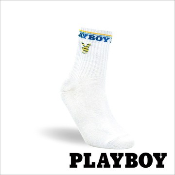 【襪款任選3雙$299、6雙$511】PLAYBOY 漸層兔男休閒襪-白(BX3522)