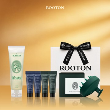 快速出貨【ROOTON】寵愛自己！甦活植萃洗髮精70ml+頭皮按摩梳+海藻洗髮精10ml x2+護髮素10ml x2+質感緞帶禮袋