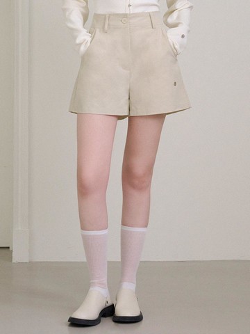 Fine Stitch Semi Low-Rise Cotton Shorts