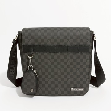 PLAYBOY - 翻蓋斜背包  Honour系列 - 黑色