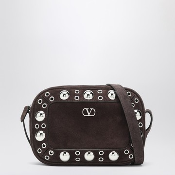 Nellcôte bag brown in suede with studs and rivets
