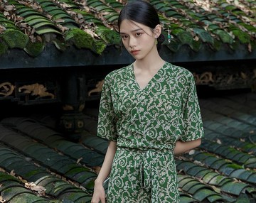 風雅頌 新中式中國風藏裝 古著收腰顯瘦雪紡洋裝