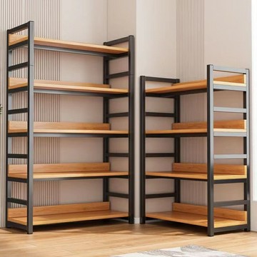 免運 家用貨架 倉儲貨架 書架置物架落地鐵藝書柜鋼木儲物架房間裝飾多層臥室客廳家用架子 可開發票 全館八折 工廠現貨直銷 新品特價 h9027