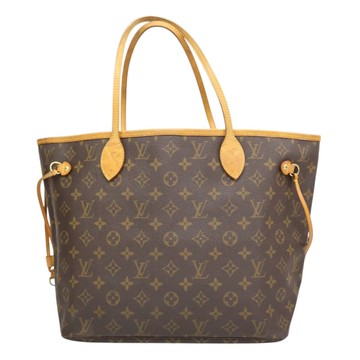 LOUIS VUITTON LV 路易威登 棕色 原花 PVC塗層帆布 Neverfull MM 托特包 M40156 【二手名牌BRAND OFF】