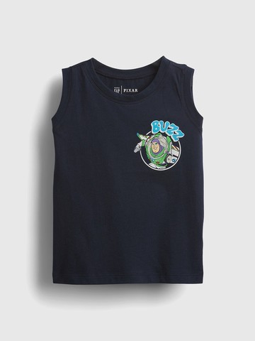 男幼童裝 Gap x Disney迪士尼聯名 Logo純棉印花圓領背心-海軍藍