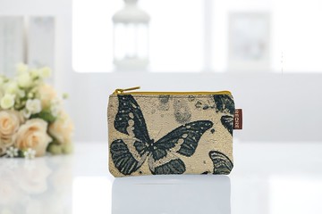 零錢包 卡片隔層 / 防潑水 平織緹花 戀蝶駁