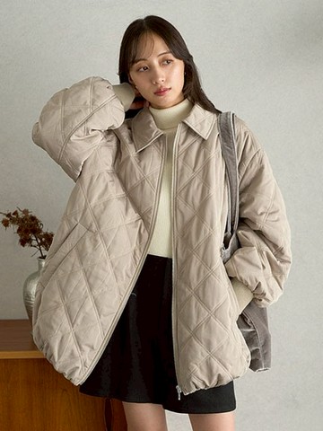 雙針絎縫中長版翻領拉鍊大衣外套(01000549400) - earth music&ecology