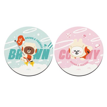 【LINE Friends】軟式珪藻土杯墊-外太空 漂浮宇宙 （2入/組） （10*10*0.5cm）_廠商直送