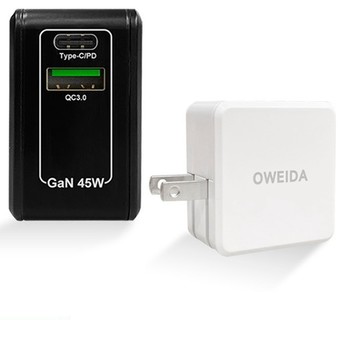 Oweida GaN氮化鎵 45W 雙孔PD+QC 折疊快速充電器