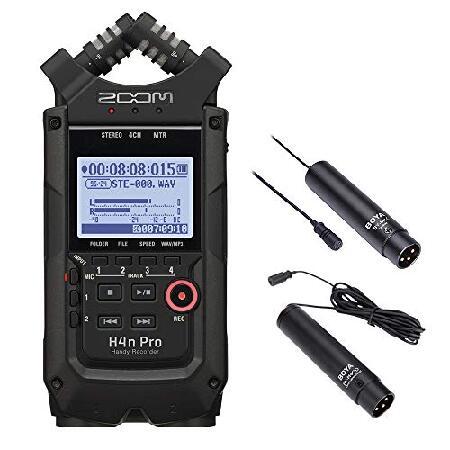 Zoom H4n PRO 4-Channel Handy Recorder Interview Microphone Kit with Omnidirectional and Cardioid XLR Lavalier Microphones