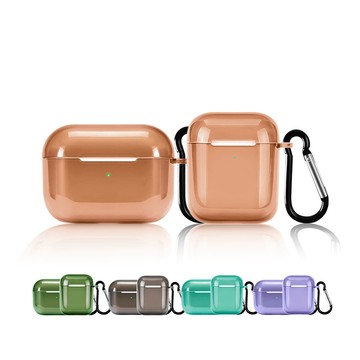 AirPods Pro 保護殼/套 ICE CRYSTALS AirPods Pro TPU保護殼 防摔保護套 香檳金附防丟登山扣