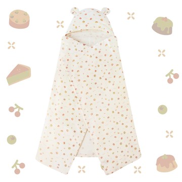 【SISSO有機棉】甜櫻桃開心果二重織連帽紗布巾