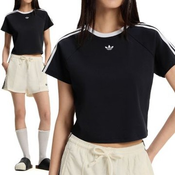 Adidas Baby Tee W 女款 黑色 三葉草 短版 T恤 運動 休閒 短袖 KT7794