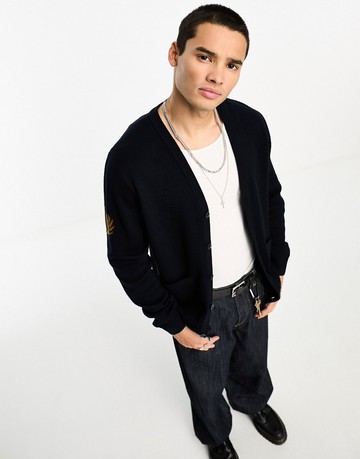 Fred Perry laurel wreath cardigan in navy
