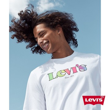 Levis 男款 短袖T恤 復古漸層Logo 寬鬆休閒版型 白