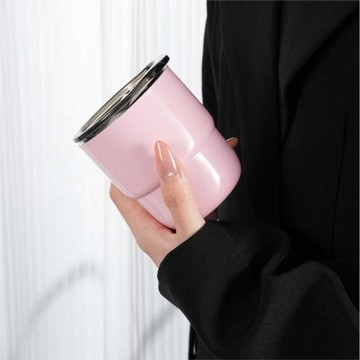 小紅書ins風雙層隨行杯帶蓋高顏值喝水杯企業禮品304不銹鋼咖啡杯