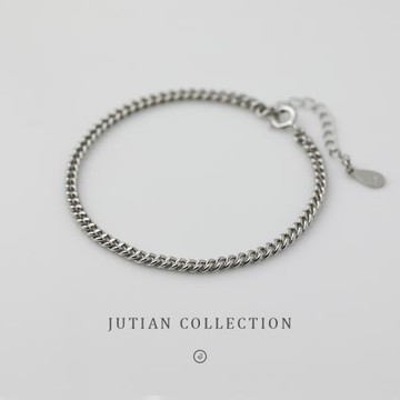 JUTIAN純銀手鏈女簡約百搭時尚個性潮CHIC風簡約學生鏈條銀飾銀飾