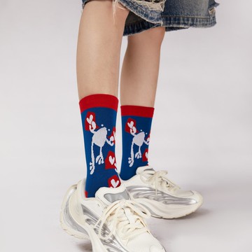 童趣的愛印花中筒襪