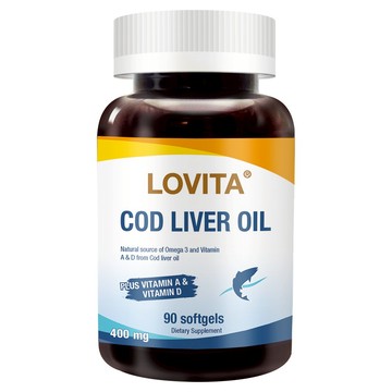 LOVITA愛維他 挪威鱈魚肝油400mg(90顆軟膠囊)(DHA,EPA,維他命A,維他命D)