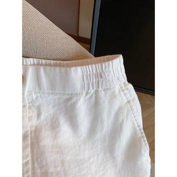 【短褲】 亞麻短褲 闊腿短褲 休閒短褲 老錢風短褲 白色短褲 女裝短褲 夏季短褲 寬鬆短褲 亞麻褲 高腰短褲 休閒褲
