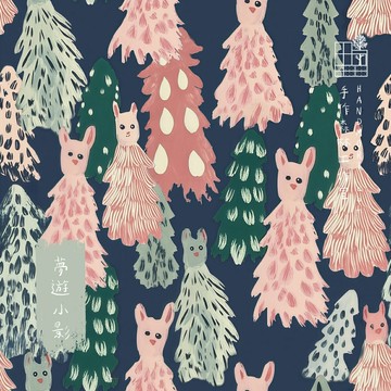 手作森林【60支棉】原創印花 可商用 薄棉布 夢遊小影 寬幅 100%純棉 棉布 自有品牌布料