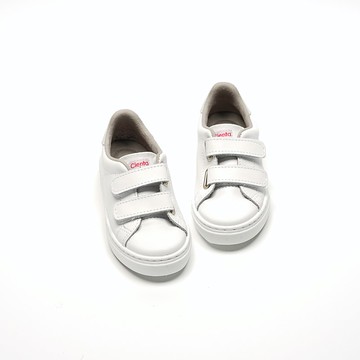 西班牙國民帆布鞋 CIENTA 80057 05 白色 Nappa皮革 童鞋 魔鬼氈