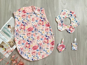 百花綻放 防踢被 圍兜兜 彌月