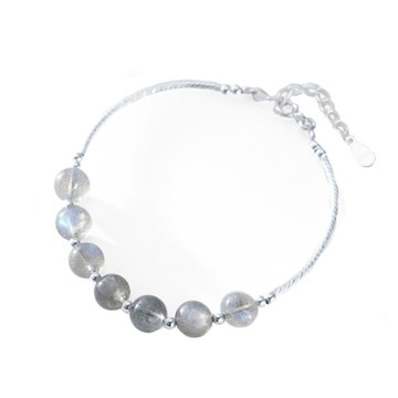 現貨+預購 925純銀手鍊月光石手鏈-水晶串珠圓珠經典女飾品74ar50【獨家進口】【米蘭精品】